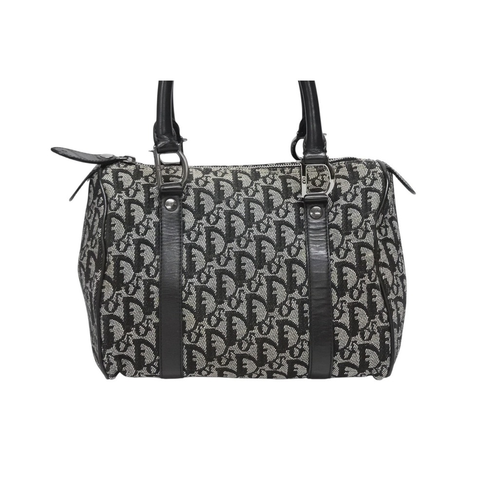 Dior Bag Canvas Handbag Boston Christian Black Trotter - Picture 1 of 10